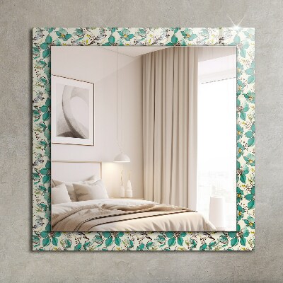 Miroir rectangulaire imprimé Oiseaux et fleurs