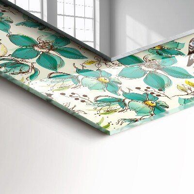 Miroir rectangulaire imprimé Oiseaux et fleurs
