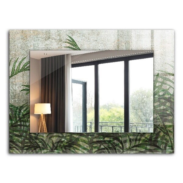 Miroir rectangulaire avec décoration Feuilles de fougère vertes