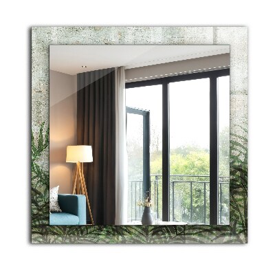 Miroir rectangulaire avec décoration Feuilles de fougère vertes