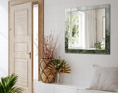 Miroir rectangulaire avec décoration Feuilles de fougère vertes