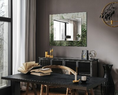 Miroir rectangulaire avec décoration Feuilles de fougère vertes
