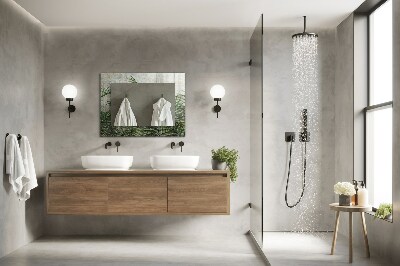 Miroir rectangulaire avec décoration Feuilles de fougère vertes