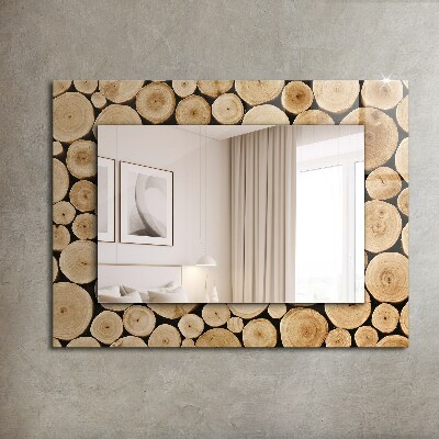 Miroir rectangulaire avec décoration Coupes transversales de troncs d'arbres