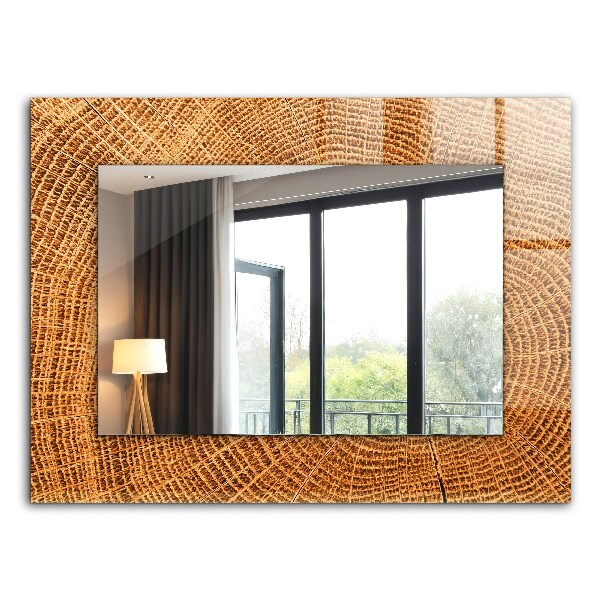 Miroir rectangulaire imprimé Coupe transversale d'un tronc d'arbre avec cernes de croissance