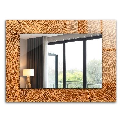 Miroir rectangulaire imprimé Coupe transversale d'un tronc d'arbre avec cernes de croissance
