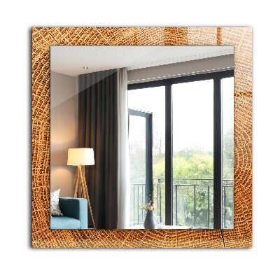 Miroir rectangulaire imprimé Coupe transversale d'un tronc d'arbre avec cernes de croissance