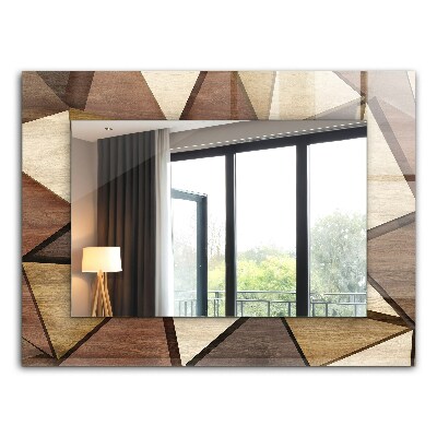 Miroir rectangulaire avec décoration Motifs géométriques en bois