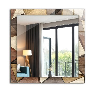 Miroir rectangulaire avec décoration Motifs géométriques en bois