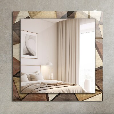 Miroir rectangulaire avec décoration Motifs géométriques en bois