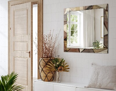 Miroir rectangulaire avec décoration Motifs géométriques en bois