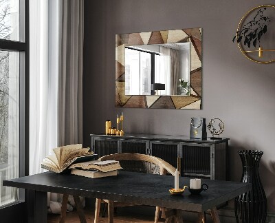 Miroir rectangulaire avec décoration Motifs géométriques en bois