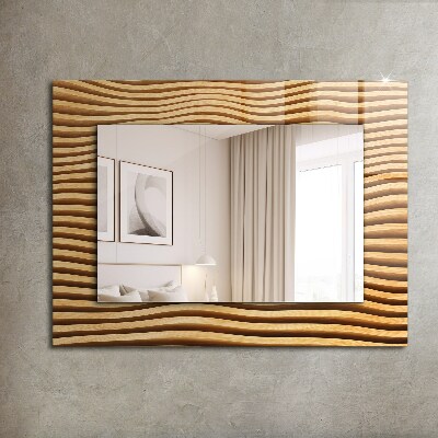 Miroir rectangulaire imprimé Vagues en bois