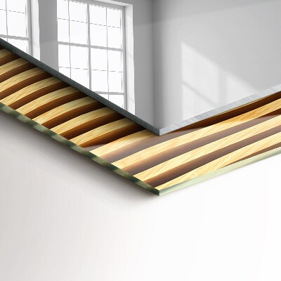 Miroir rectangulaire imprimé Vagues en bois