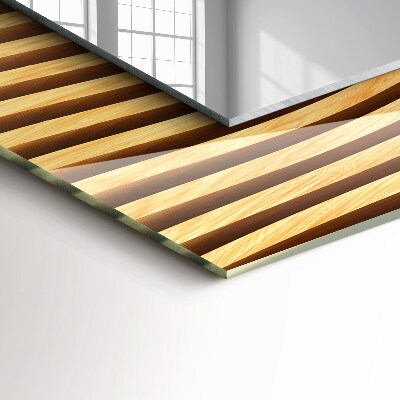 Miroir rectangulaire imprimé Vagues en bois