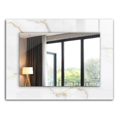 Miroir rectangulaire avec décoration Motif en marbre blanc