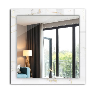 Miroir rectangulaire avec décoration Motif en marbre blanc