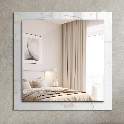 Miroir rectangulaire avec décoration Motif en marbre blanc