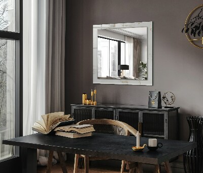 Miroir rectangulaire avec décoration Motif en marbre blanc