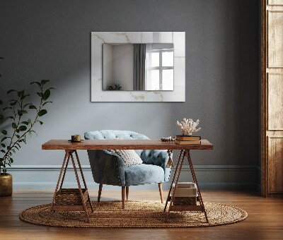 Miroir rectangulaire avec décoration Motif en marbre blanc
