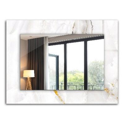 Miroir rectangulaire avec décoration Motif en marbre blanc