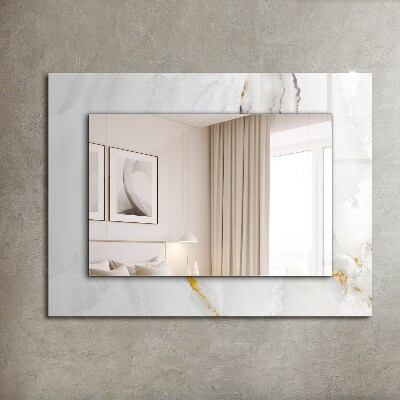 Miroir rectangulaire avec décoration Motif en marbre blanc