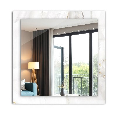 Miroir rectangulaire avec décoration Motif en marbre blanc
