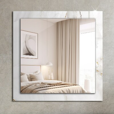 Miroir rectangulaire avec décoration Motif en marbre blanc