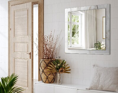 Miroir rectangulaire avec décoration Motif en marbre blanc