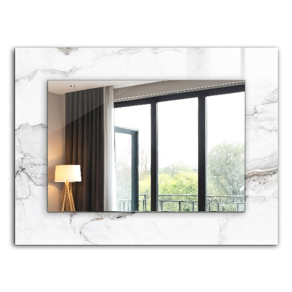 Miroir rectangulaire avec décoration Motif en marbre blanc