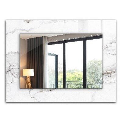 Miroir rectangulaire avec décoration Motif en marbre blanc