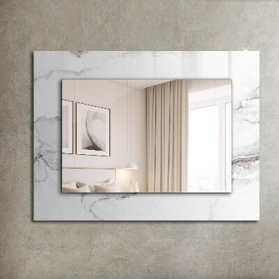 Miroir rectangulaire avec décoration Motif en marbre blanc