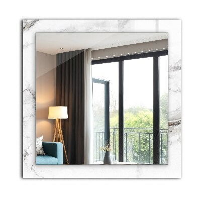 Miroir rectangulaire avec décoration Motif en marbre blanc