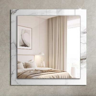 Miroir rectangulaire avec décoration Motif en marbre blanc