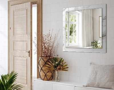 Miroir rectangulaire avec décoration Motif en marbre blanc