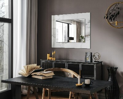 Miroir rectangulaire avec décoration Motif en marbre blanc