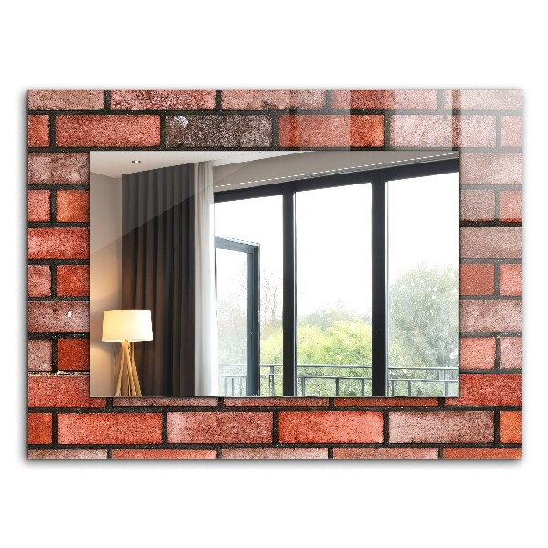 Miroir rectangulaire avec décoration Mur de briques rouges