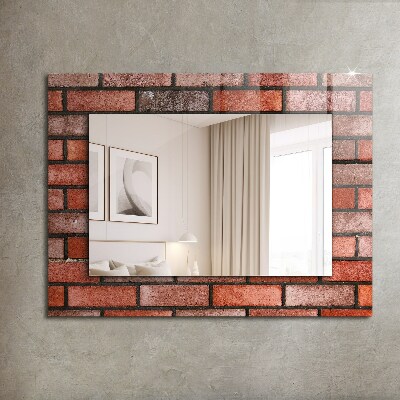 Miroir rectangulaire avec décoration Mur de briques rouges