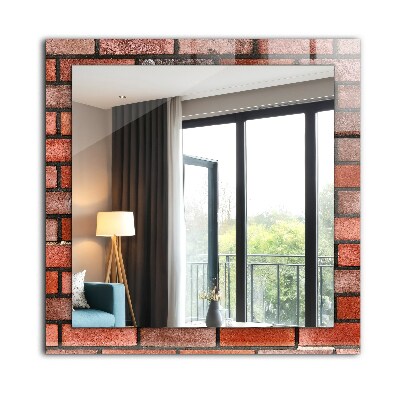 Miroir rectangulaire avec décoration Mur de briques rouges