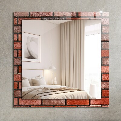 Miroir rectangulaire avec décoration Mur de briques rouges