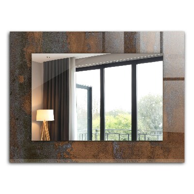 Miroir rectangulaire avec décoration Métal rouillé à la mode