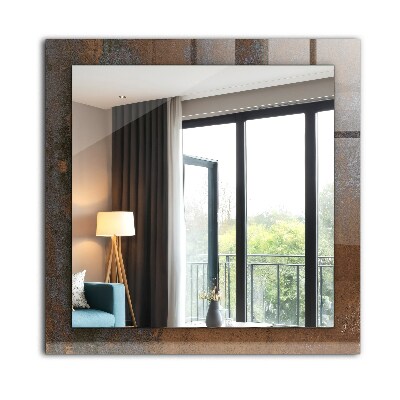 Miroir rectangulaire avec décoration Métal rouillé à la mode