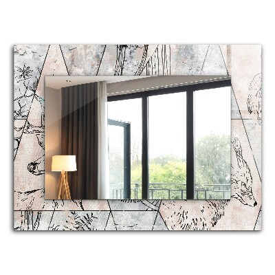 Miroir rectangulaire avec décoration Plantes de renard et de cerf