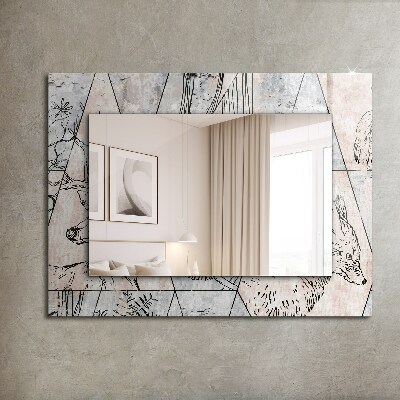 Miroir rectangulaire avec décoration Plantes de renard et de cerf