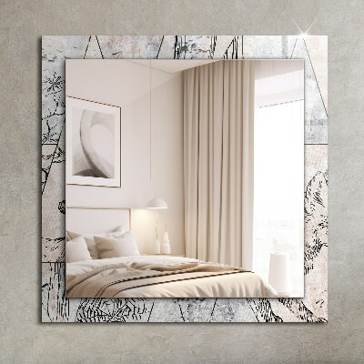 Miroir rectangulaire avec décoration Plantes de renard et de cerf