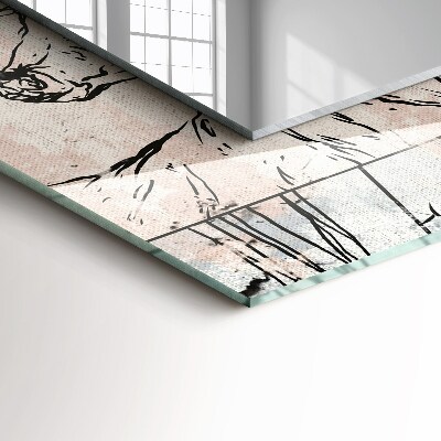 Miroir rectangulaire avec décoration Plantes de renard et de cerf