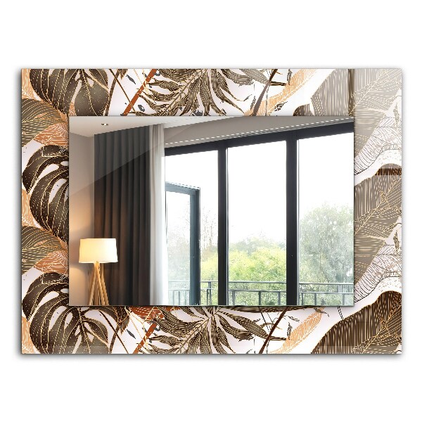 Miroir rectangulaire avec décoration Motif de feuilles tropicales