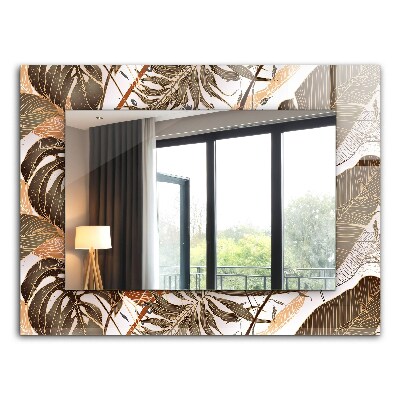 Miroir rectangulaire avec décoration Motif de feuilles tropicales