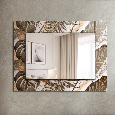 Miroir rectangulaire avec décoration Motif de feuilles tropicales