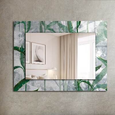 Miroir rectangulaire avec décoration Les feuilles vertes de la plante